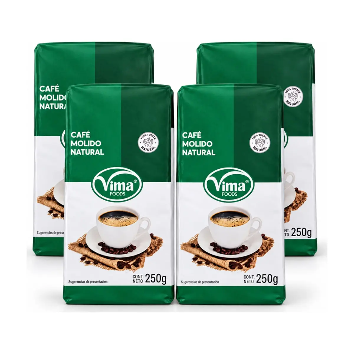 Café molido natural Vima Foods (4 x 250 g / 8.81 oz) - Imagen 1