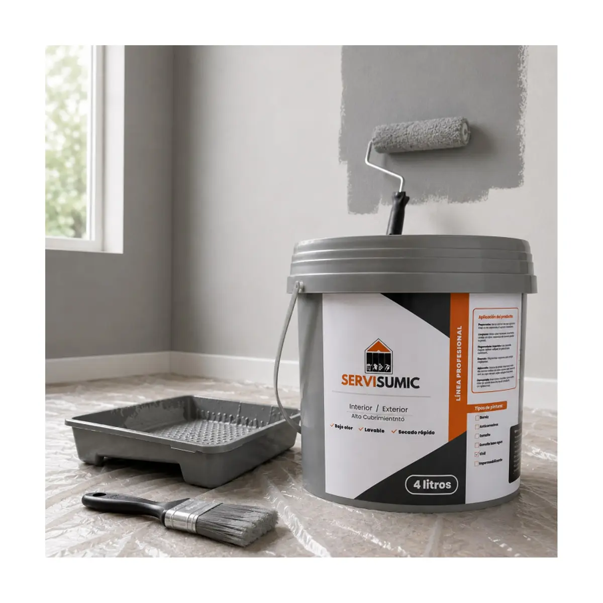 Pintura de vinil color gris SERVISUMIC (4 L) - Thumbnail 4