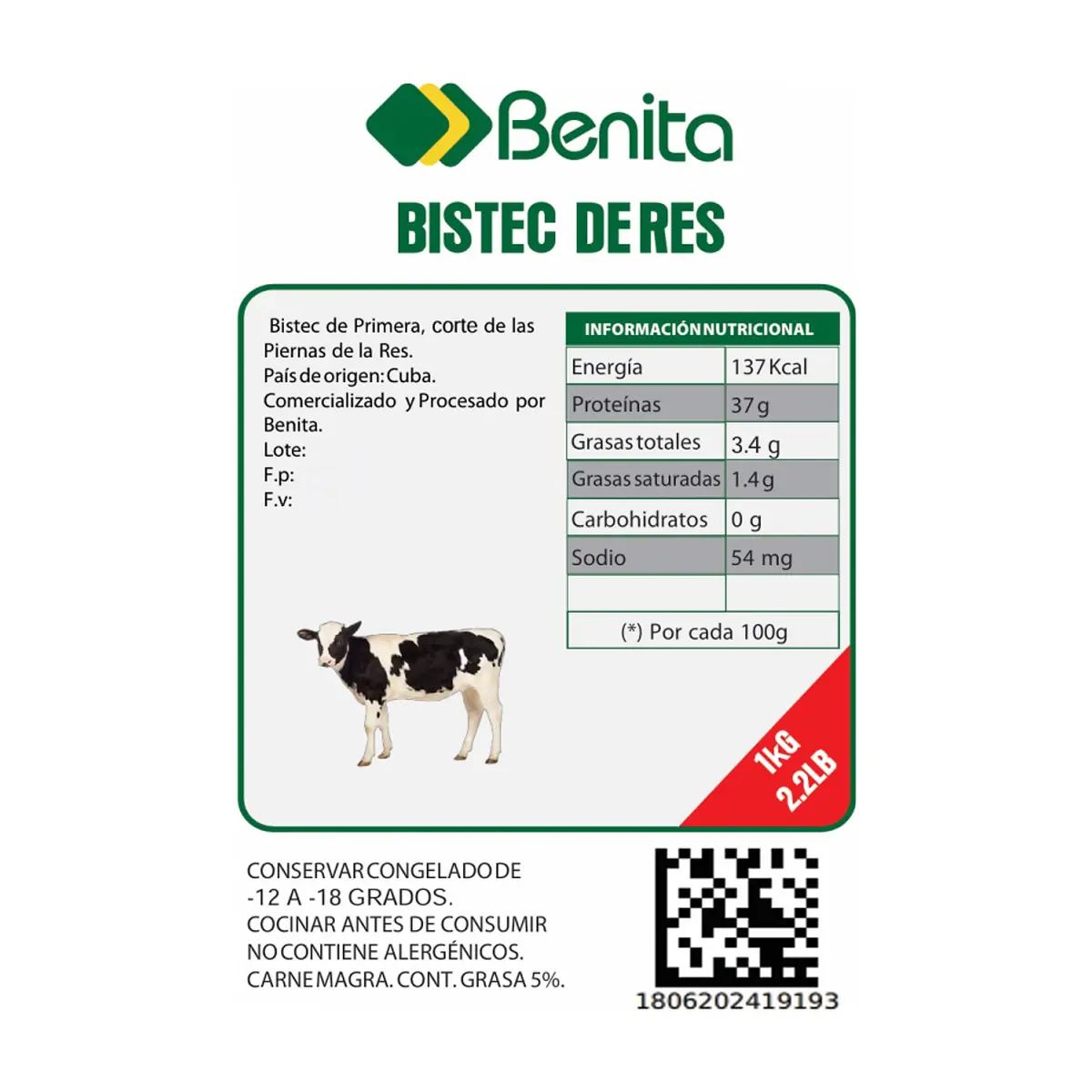Bistec de res Benita (1 kg / 2.2 lb) - Miniatura 4