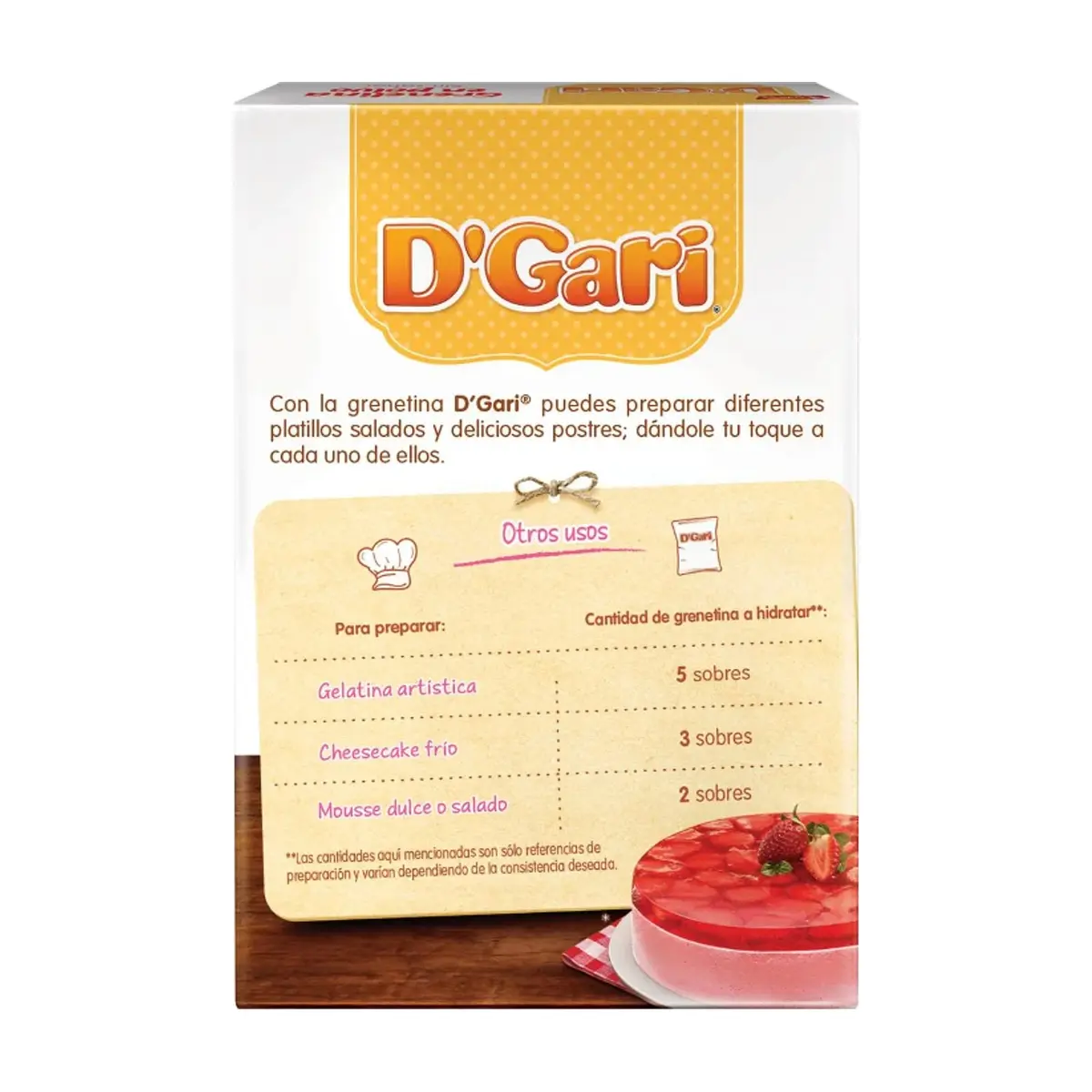 Grenetina en polvo sin sabor D'Gari (28 g) - Thumbnail 3