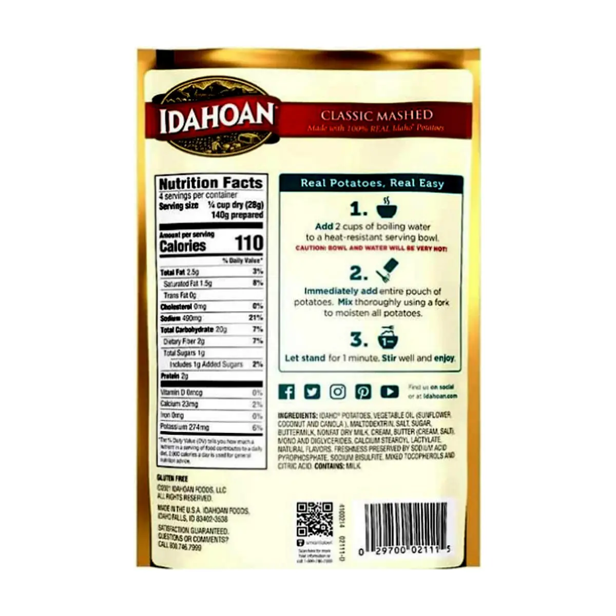 Puré de papa instantáneo sabor clásico Idahoan (113.4 g / 4 oz) - Thumbnail 5