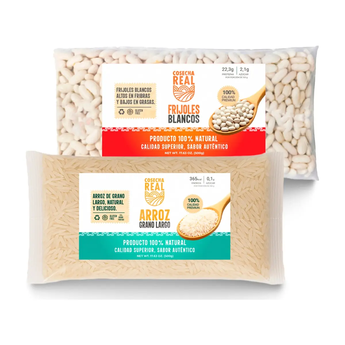 Combo de granos selectos Cosecha Real #13: Arroz de grano largo + Frijoles blancos