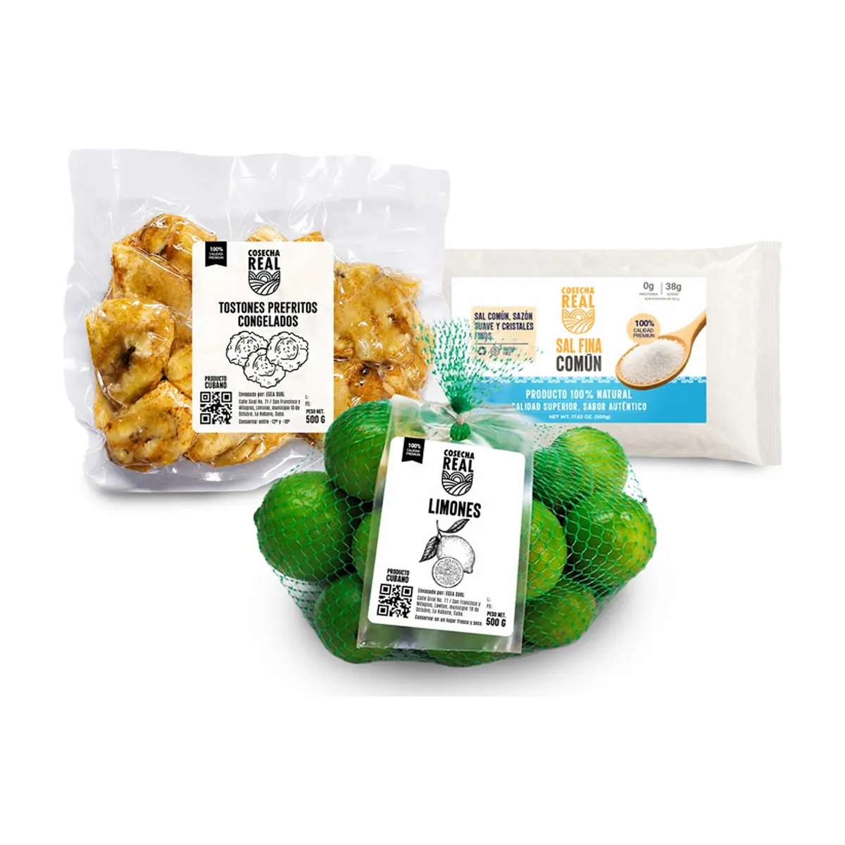 Combo criollo #6: Tostones prefritos congelados Cosecha Real + Sal fina común Cosecha Real + Limones Cosecha Real - Imagen 1