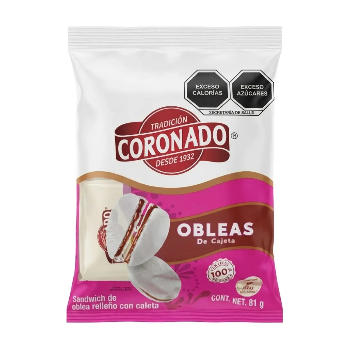 Sándwich de oblea relleno con cajeta Coronado (81 g / 2.85 oz) - Miniatura 1