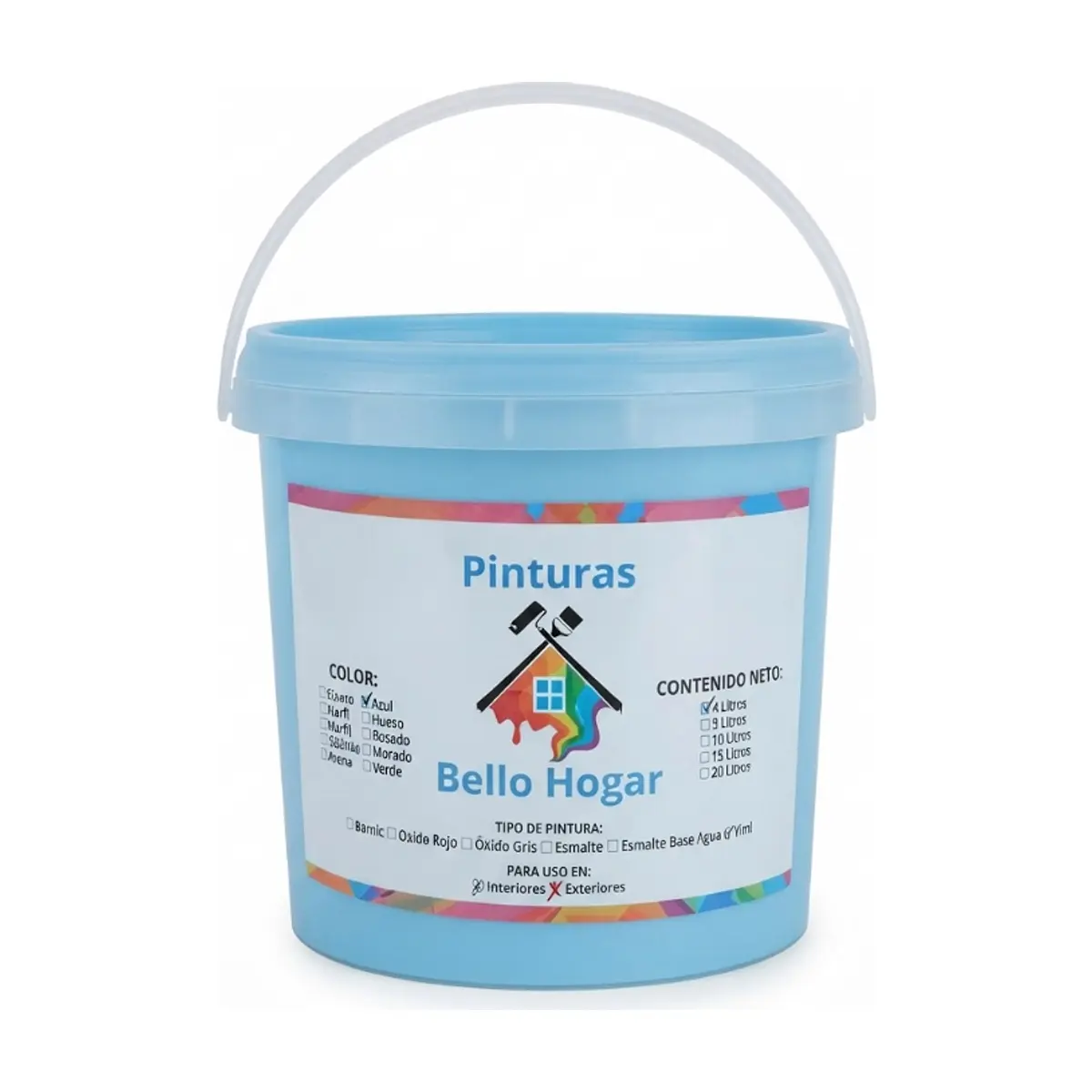 Pintura vinílica para interiores y exteriores color azul Bello Hogar (4 L)