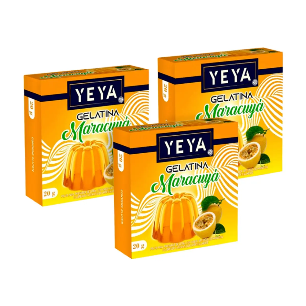 Gelatina sabor maracuyá YEYA (3 x 20 g)