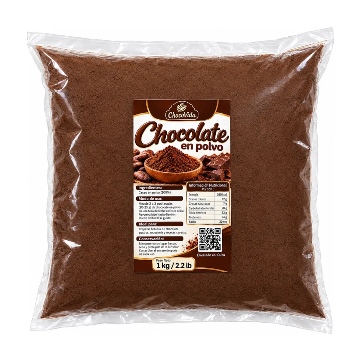 Chocolate en polvo ChocoVida (1 kg / 2.2 lb)