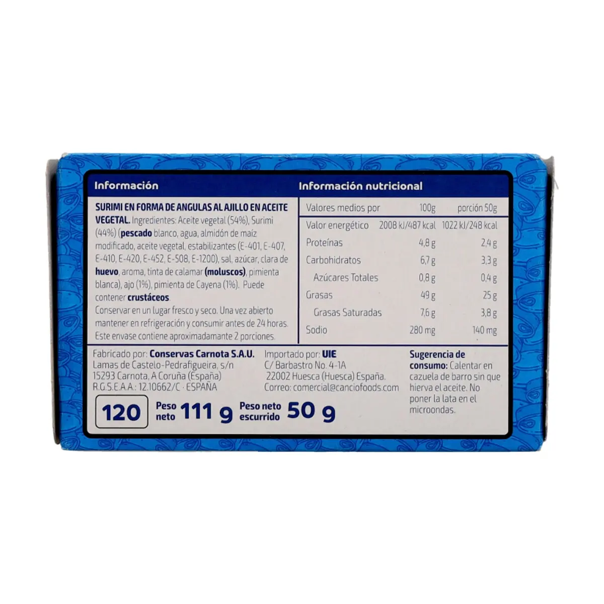 Surimi en forma de angulas al ajillo en aceite vegetal deCancio Foods (111 g / 3.92 oz) - Thumbnail 3