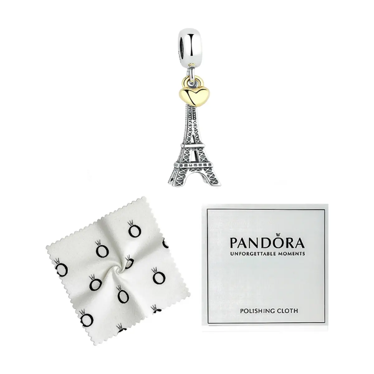 Charm colgante de plata S925 estilo Pandora torre Eiffel con corazón - Thumbnail 4
