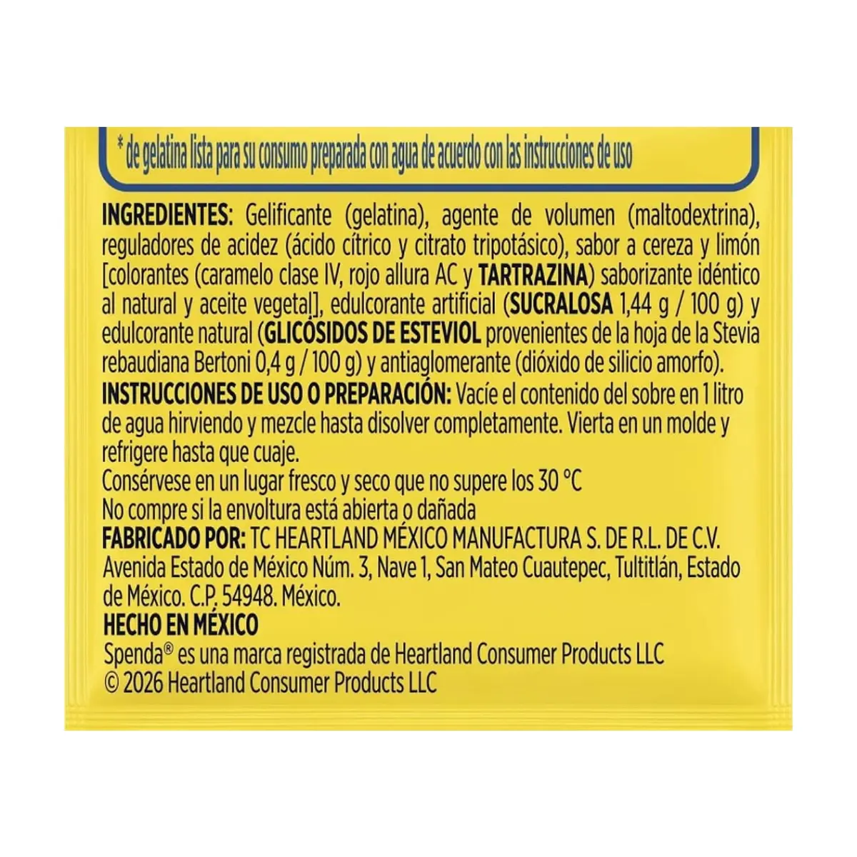 Polvo para preparar gelatina sabor a cereza-limón Splenda (20 g / 0.7 oz) - Miniatura 3