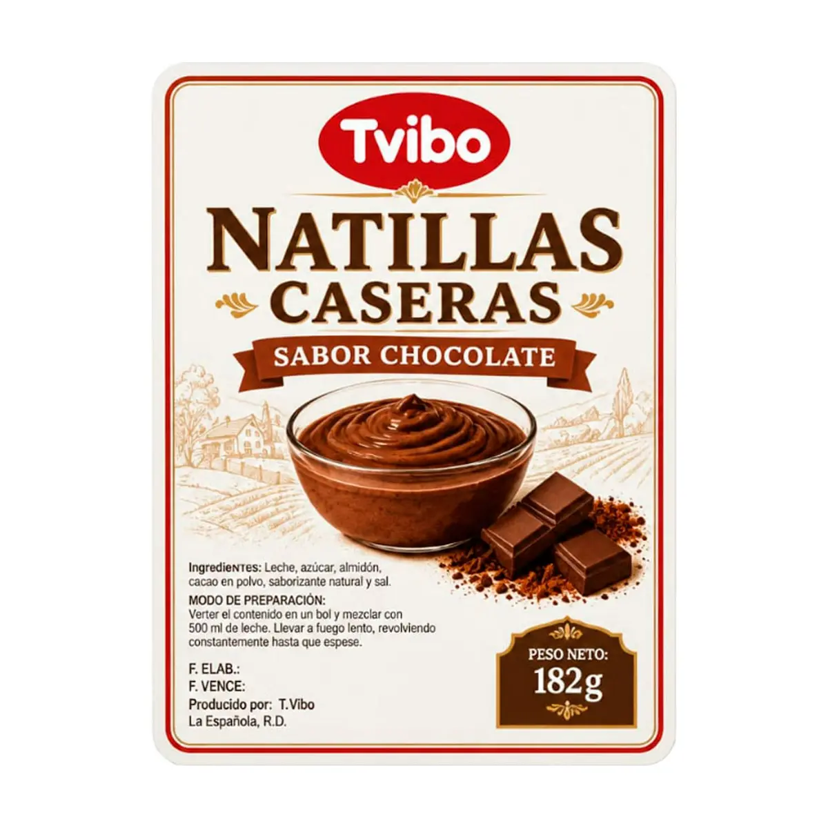 Natillas caseras sabor chocolate Tvibo (182 g / 6.42 oz) - Miniatura 3