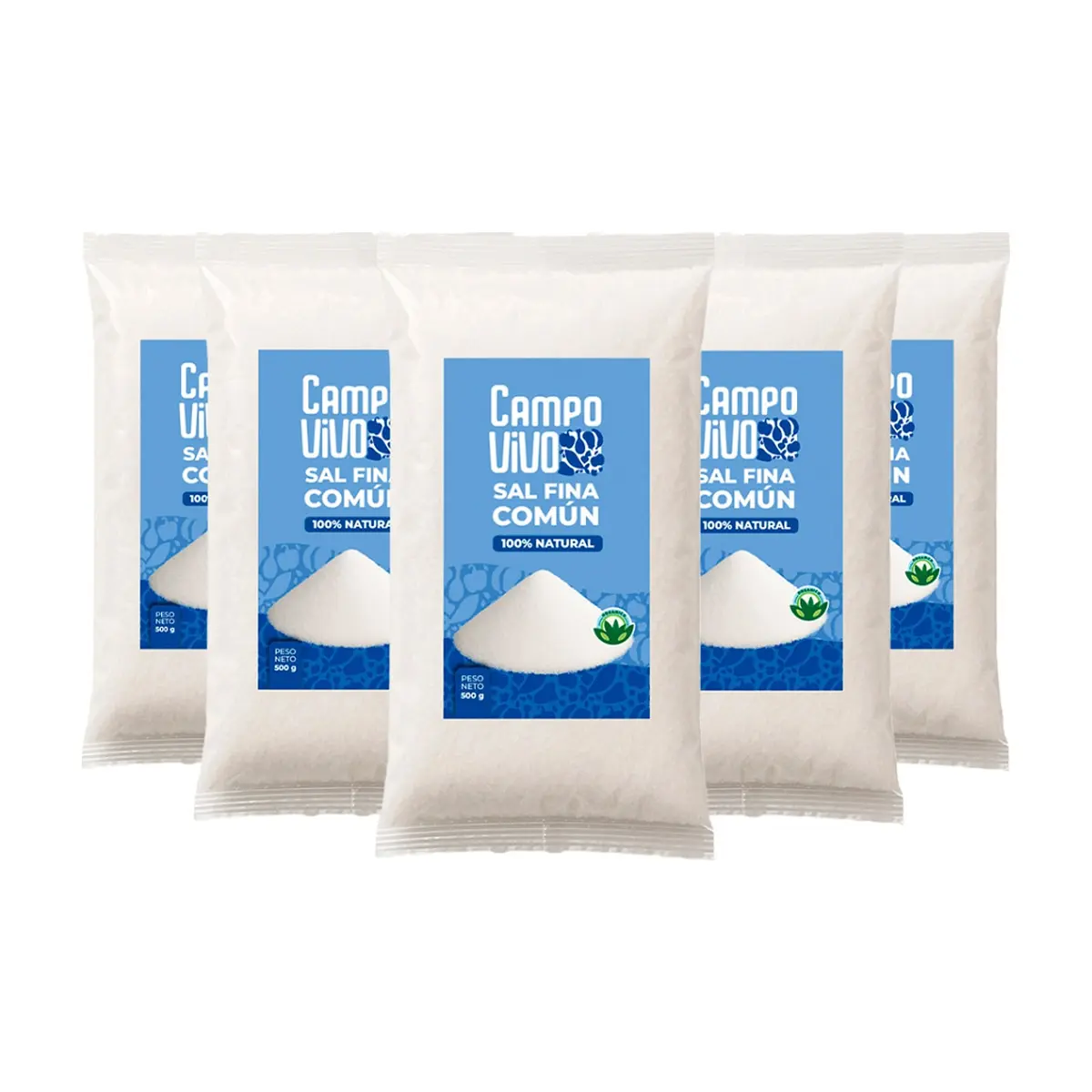 Sal fina común Campo Vivo (5 x 500 g / 1.1 lb)