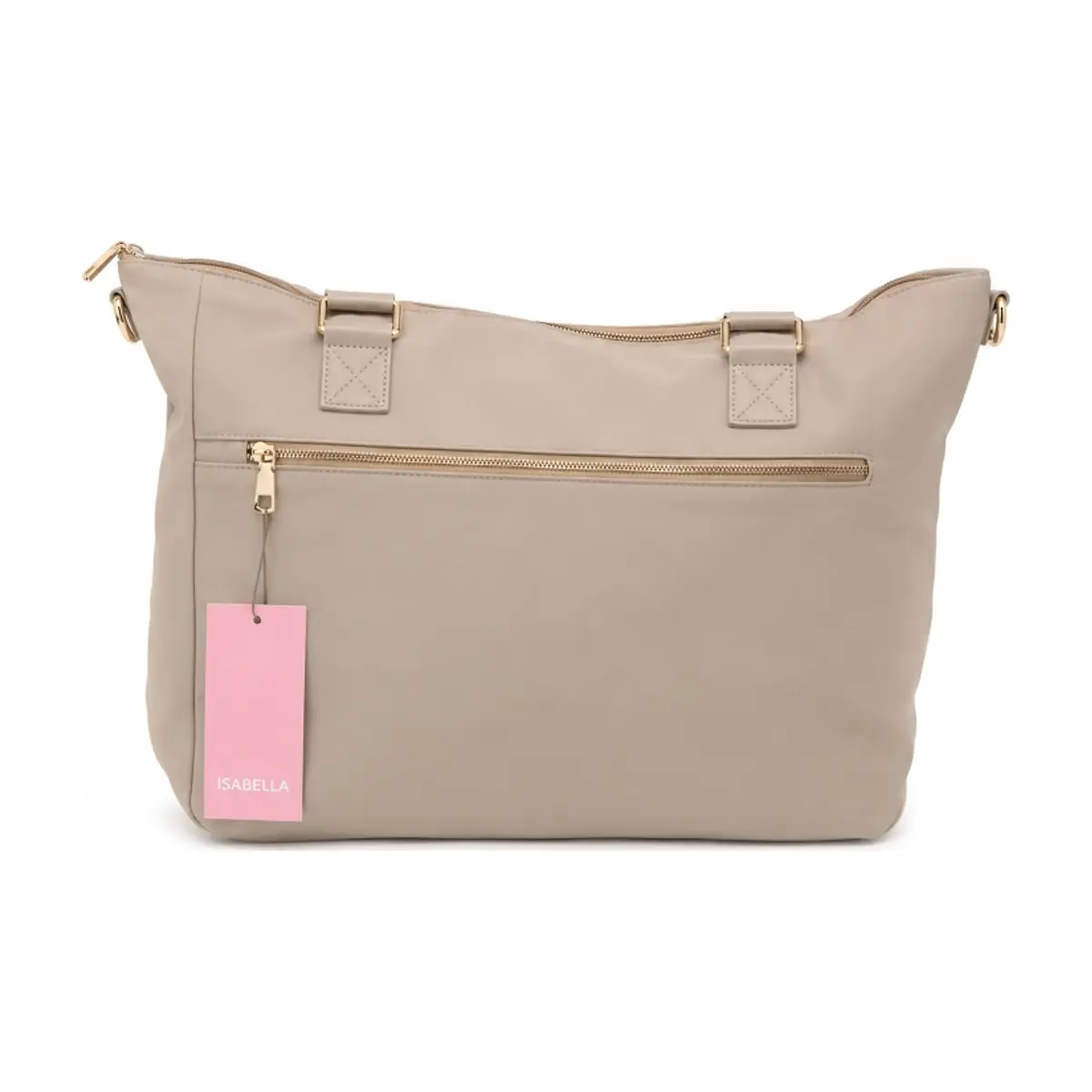 Bolso shopper beige de nailon con bolsillo frontal y asas largas Isabella (1 U) - Thumbnail 2