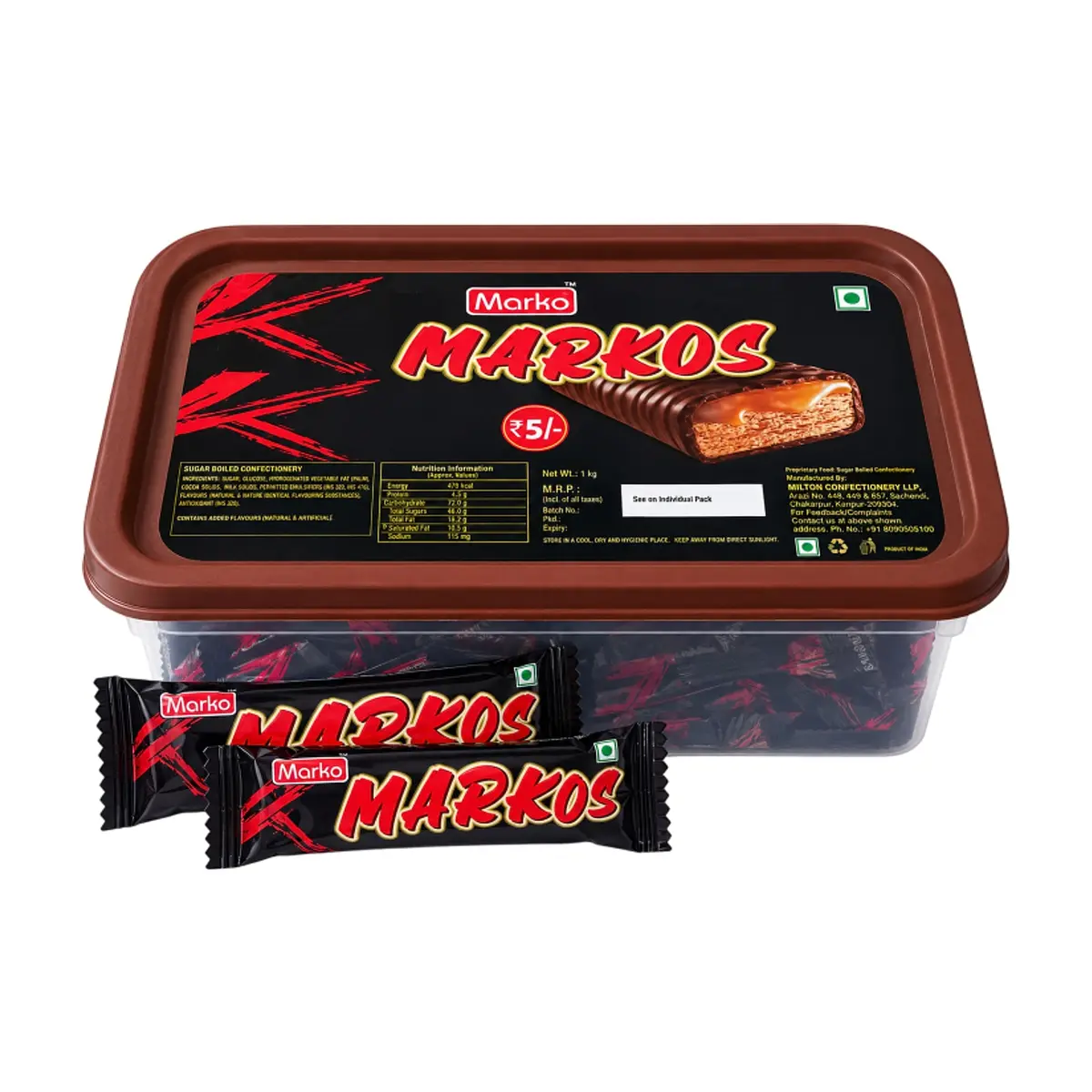 Barras de chocolates rellenos de caramelo Markos Marko (30 x 13 g)