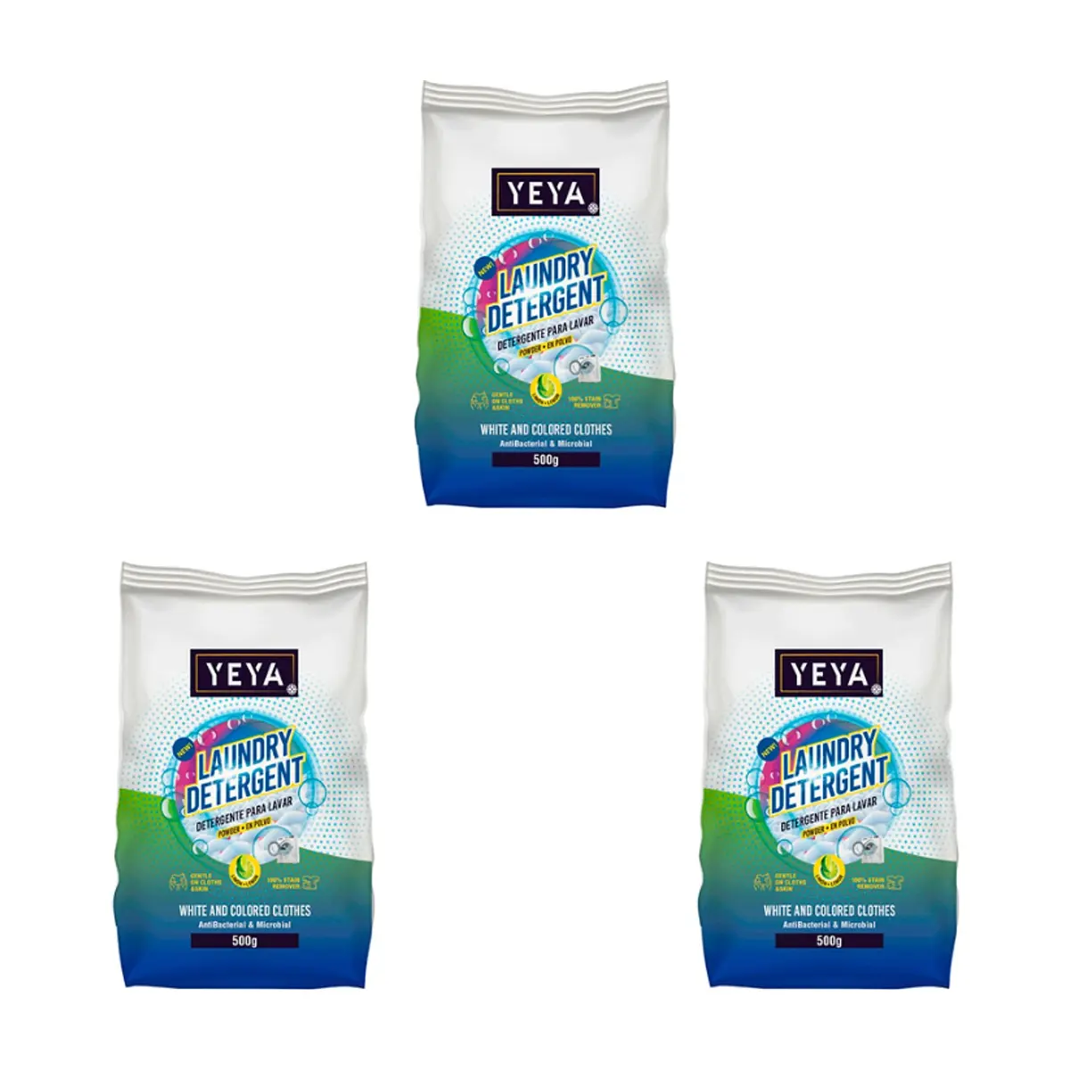 Detergente en polvo con aroma a limón YEYA (3 x 500 g / 1.1 lb)