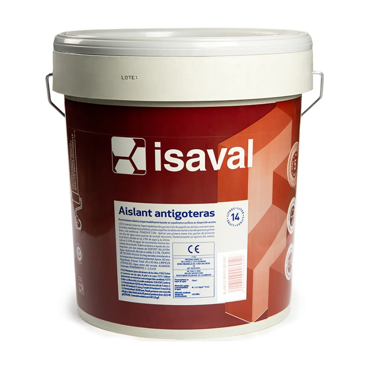 Pintura elástica impermeabilizante color blanco aislante antigoteras Isaval (14 L) - Thumbnail 8
