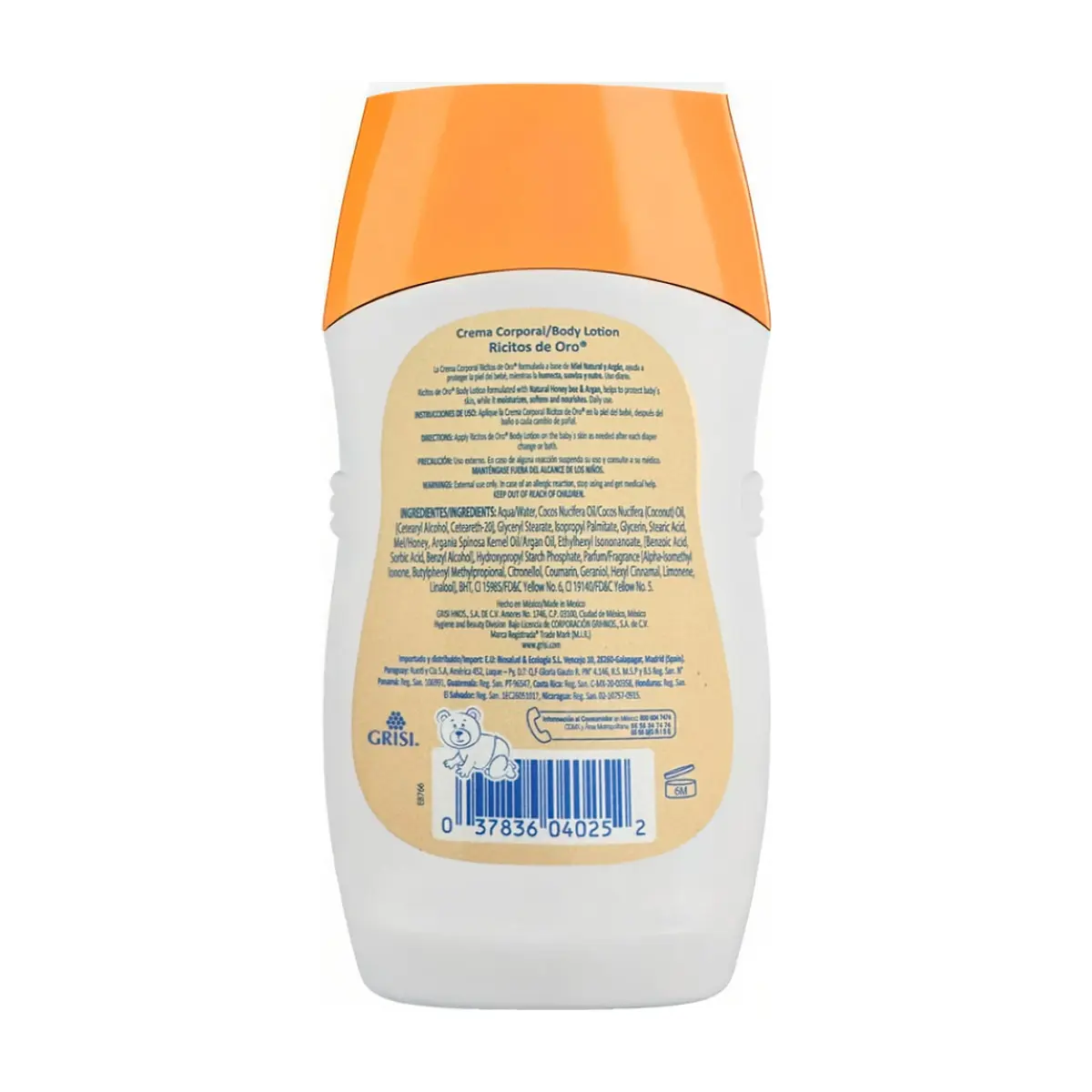 Crema corporal para bebé miel y argán Ricitos de Oro (250 ml / 8.4 fl oz) - Thumbnail 2