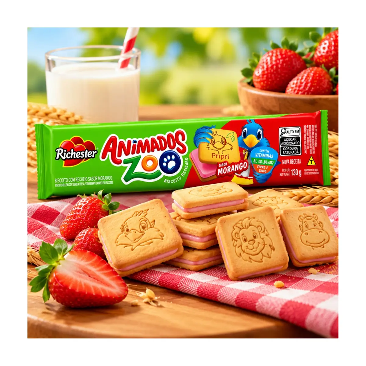 Galletas con relleno sabor fresa Animados Zoo Richester (130 g / 4.59 oz) - Miniatura 4