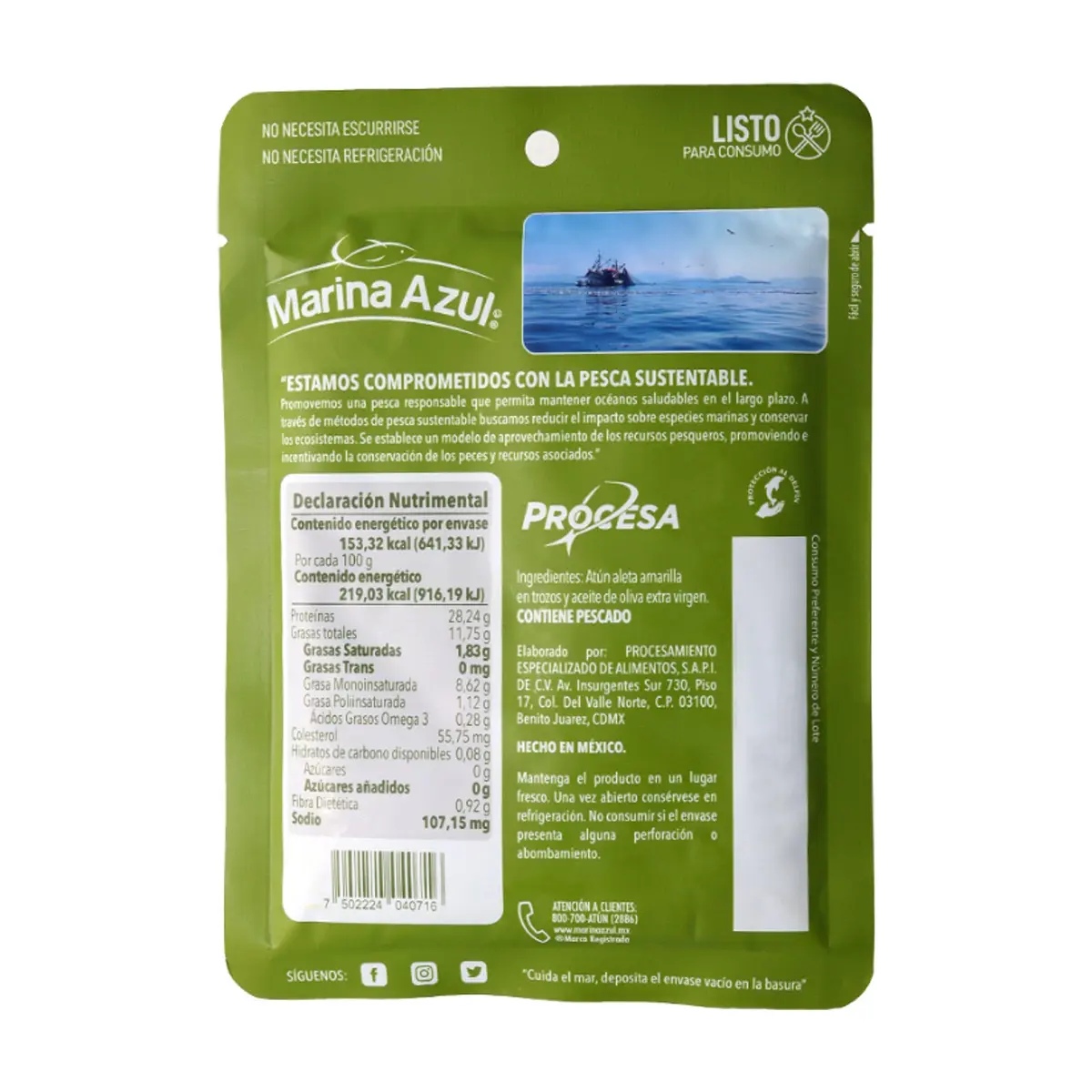 Atún en trozos de aceite de oliva extra virgen Marina Azul (74 g / 2.61 oz) - Miniatura 3