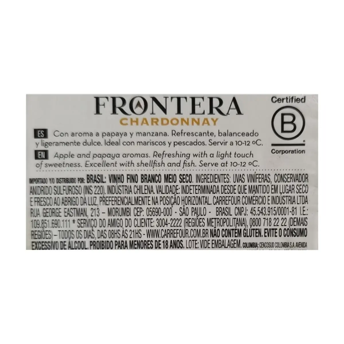 Vino blanco chardonnay Frontera (750 ml) - Thumbnail 2