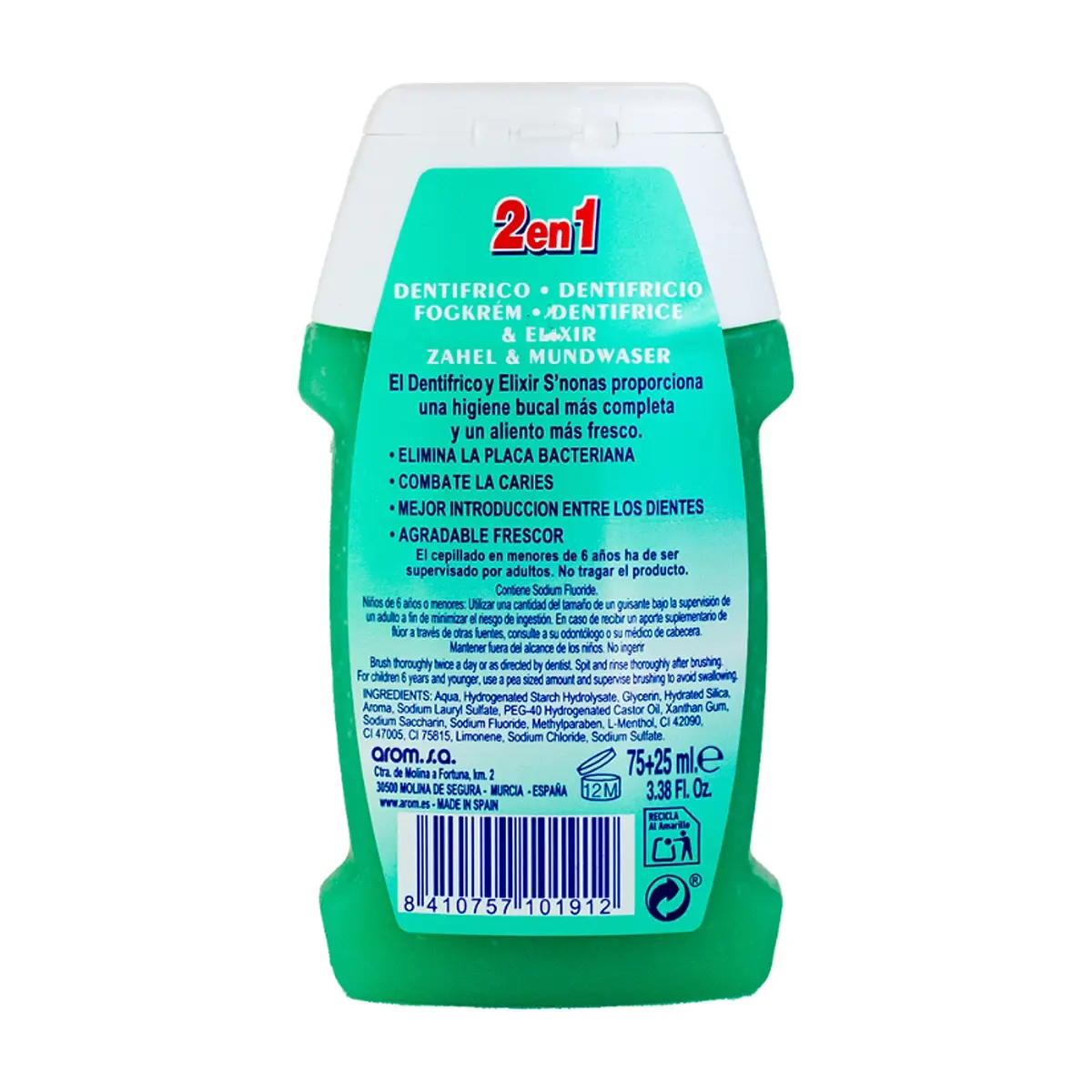 Dentífrico elixir clorofila S'nonas (100 ml / 3.38 oz) - Thumbnail 2