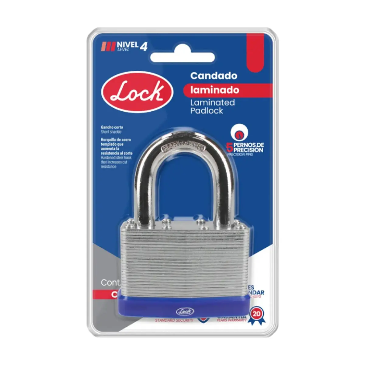 Candado laminado de gancho corto de 65 mm Lock C23S65 - Thumbnail 2