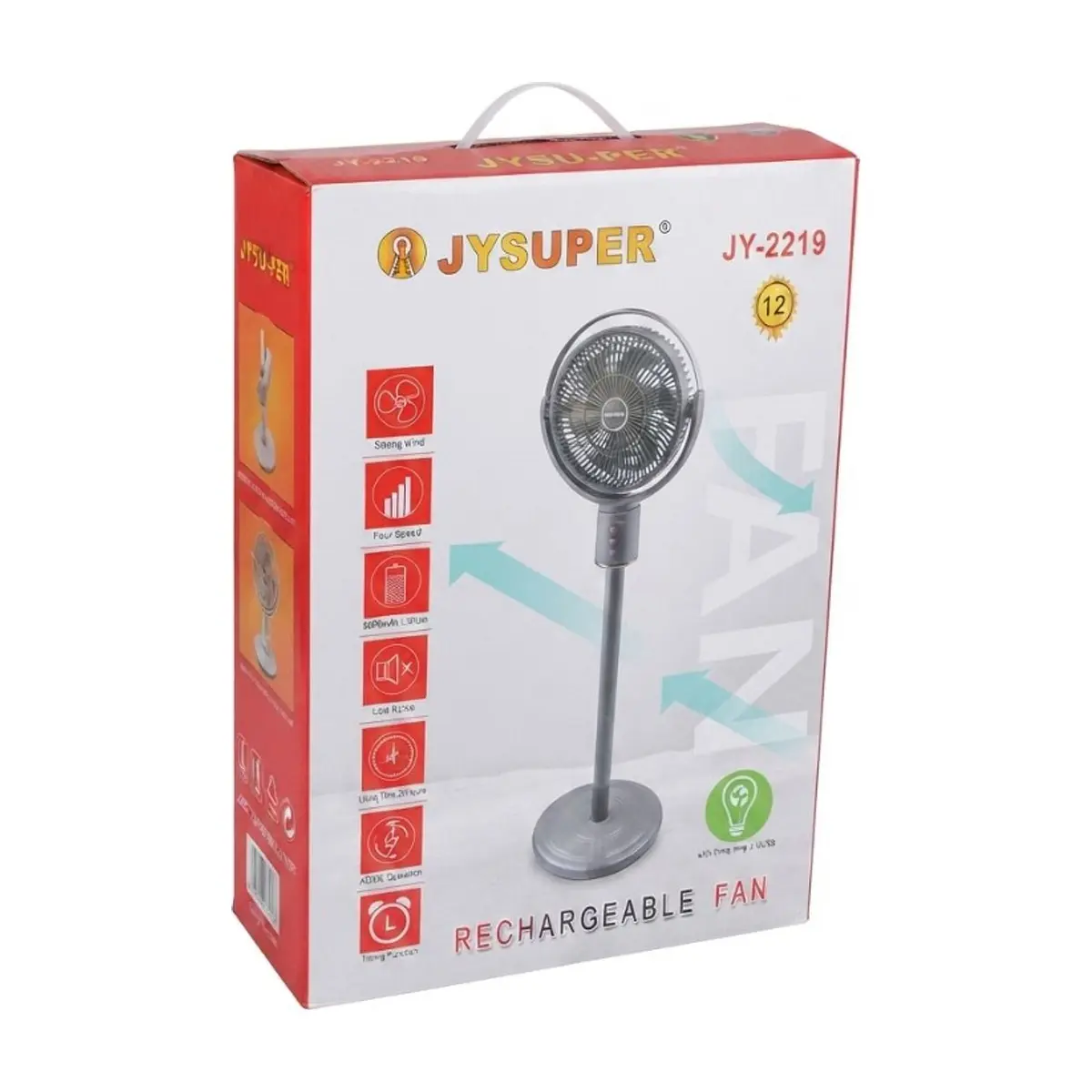Ventilador recargable 3 en 1 color blanco 12 pulgadas Jysuper JY-2219 - Miniatura 4