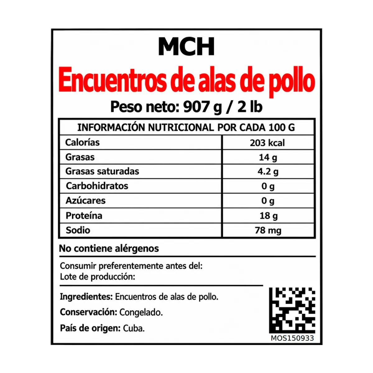 Encuentros de alas de pollo MCH (907 g / 2 lb) - Thumbnail 2