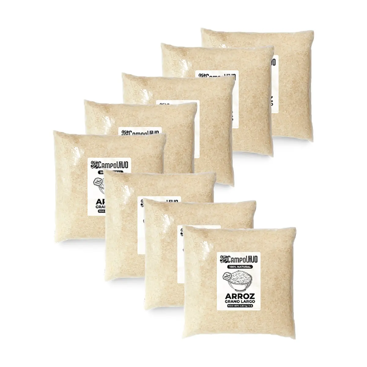 Arroz de grano largo Campo Vivo (8 x 2.26 kg / 5 lb)