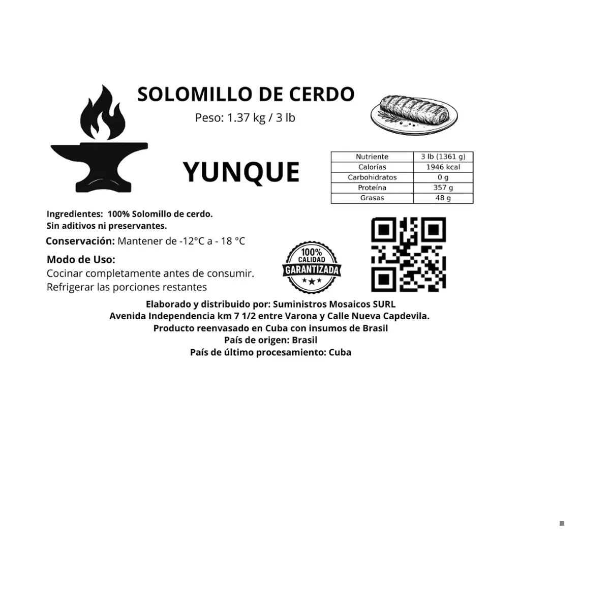 Solomillo de cerdo Yunque (1.37 kg / 3 lb) - Thumbnail 2