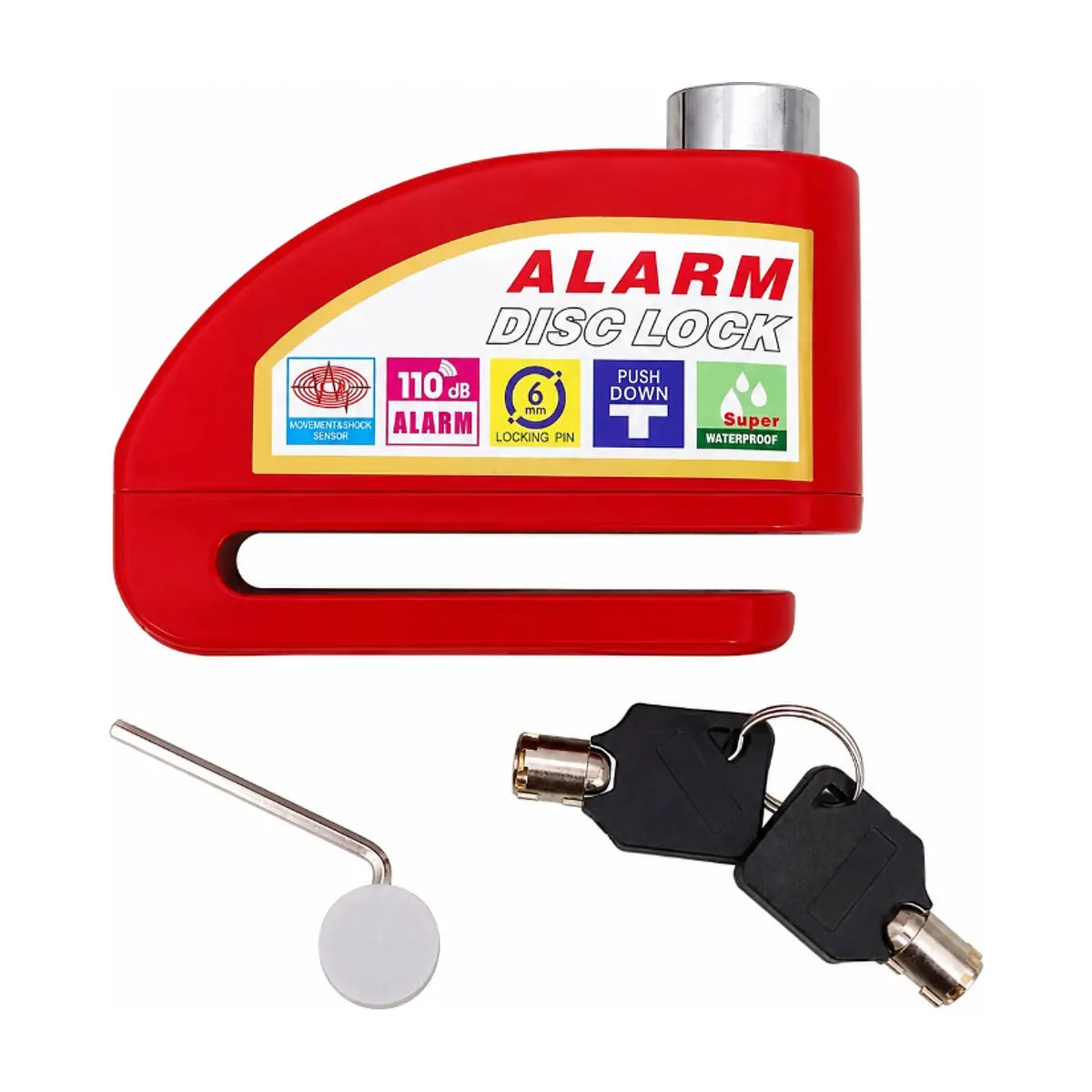 Candado de disco para motocicleta con alarma antirrobo de 110 dB Racing Moto R8201