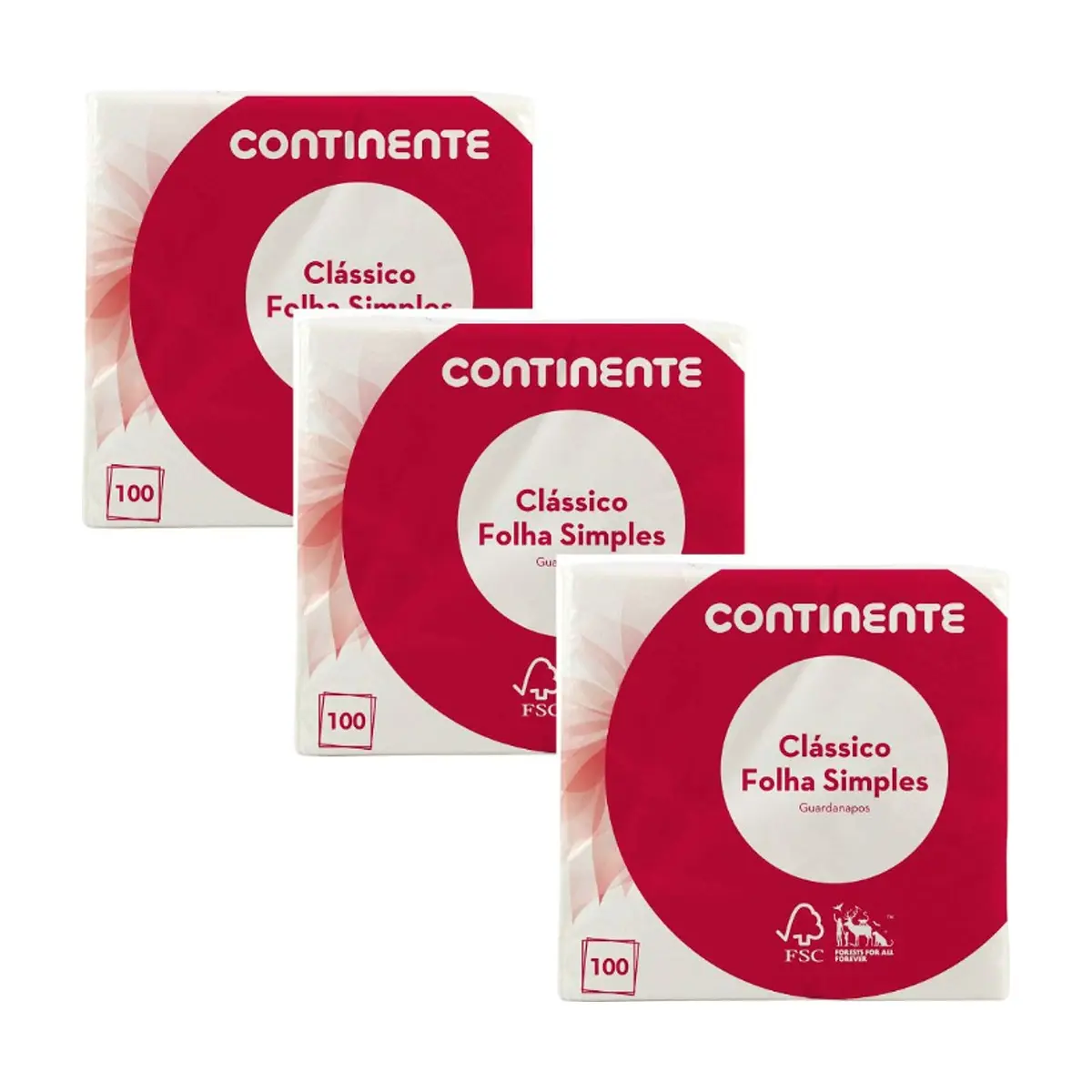 Pack Ahorro Servilletas blancas de una capa Continente (3 x 100 U) - Imagen 1