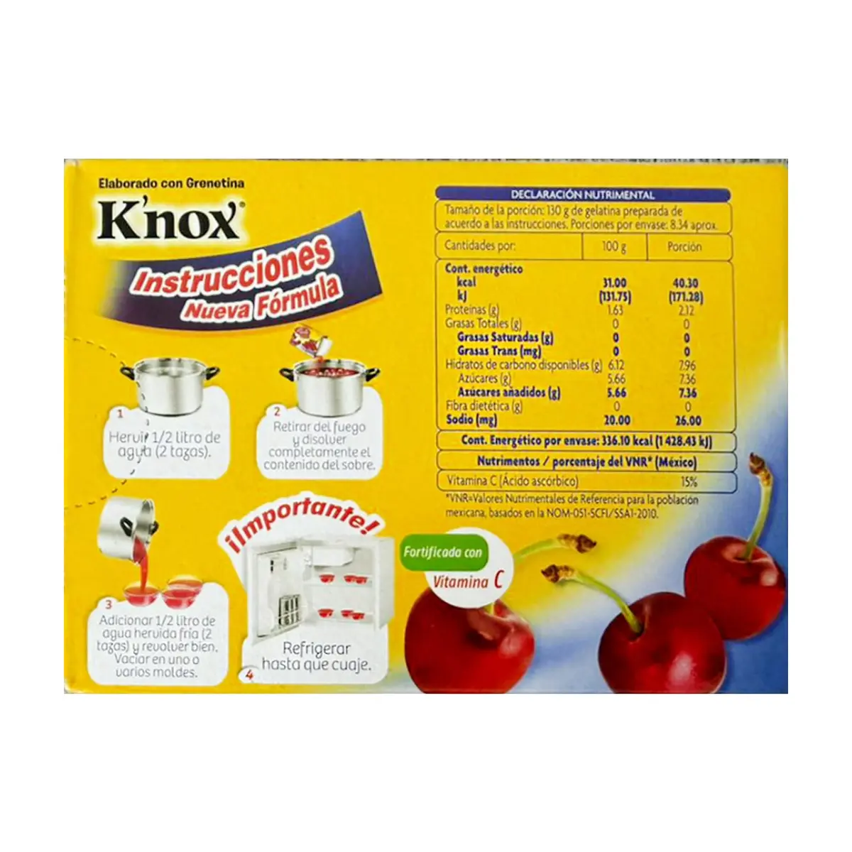 Polvo para preparar gelatina sabor cereza fortificada con vitamina C Pronto (84 g / 2.9 oz) - Thumbnail 3
