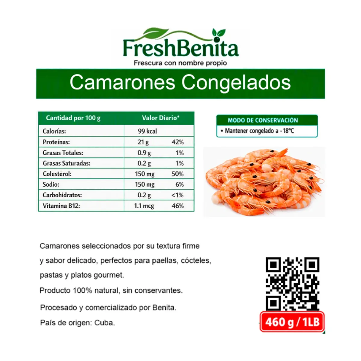 Camarones congelados FreshBenita (460 g / 1 lb) - Thumbnail 2