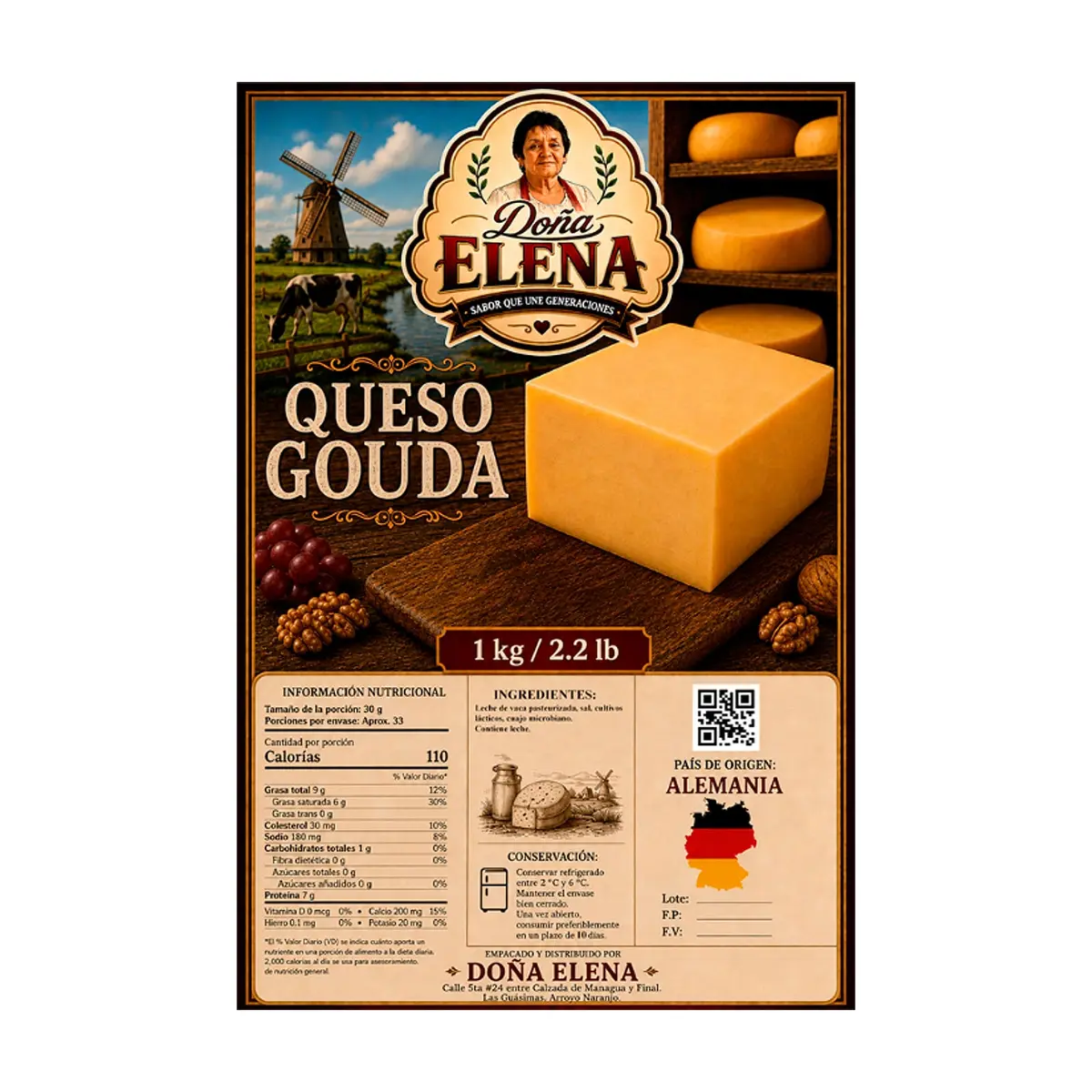 Queso gouda Doña Elena (1 kg / 2.2 lb) - Miniatura 2