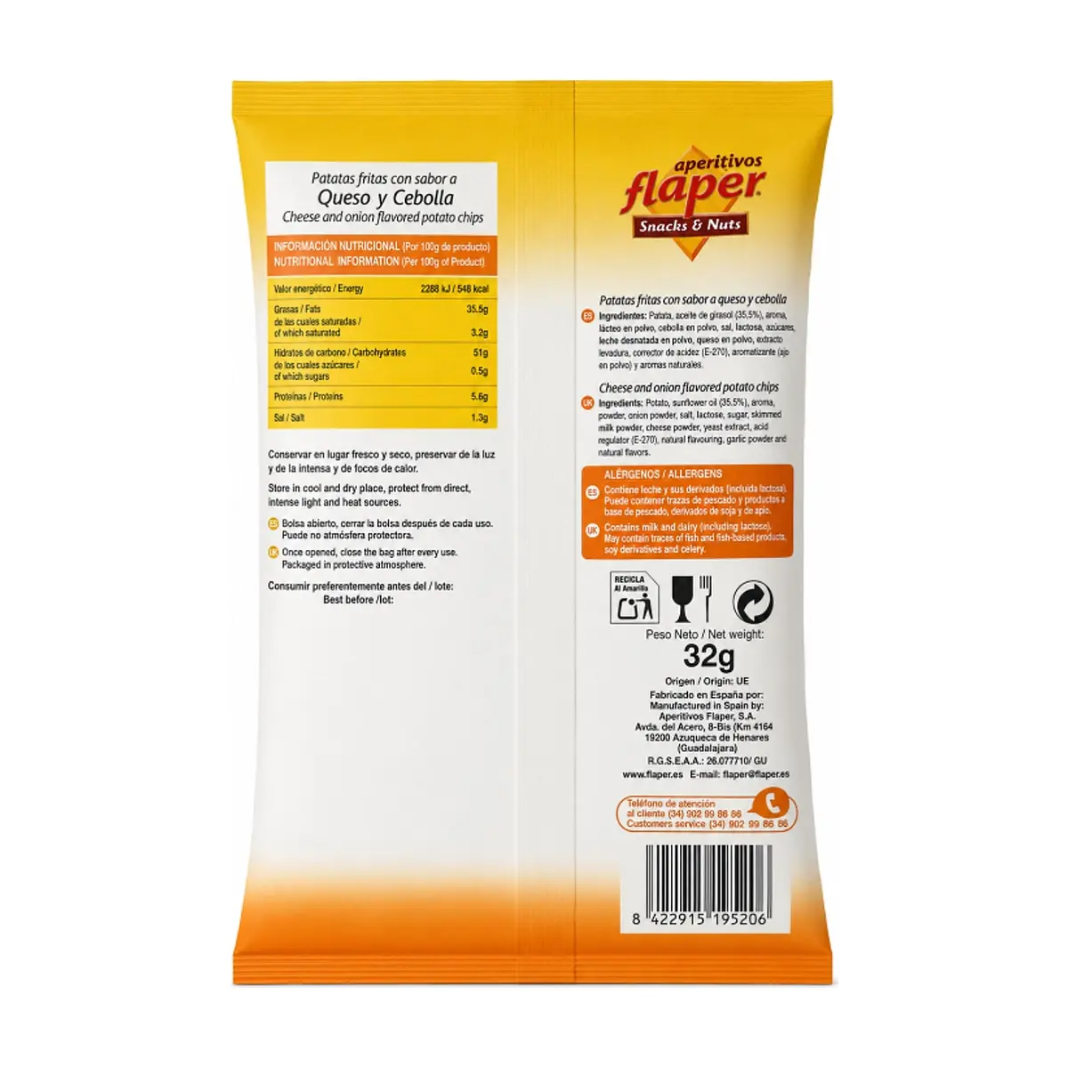 Papas fritas sabor a queso y cebolla Top-Chip Flaper (32 g / 1.13 oz) - Thumbnail 2