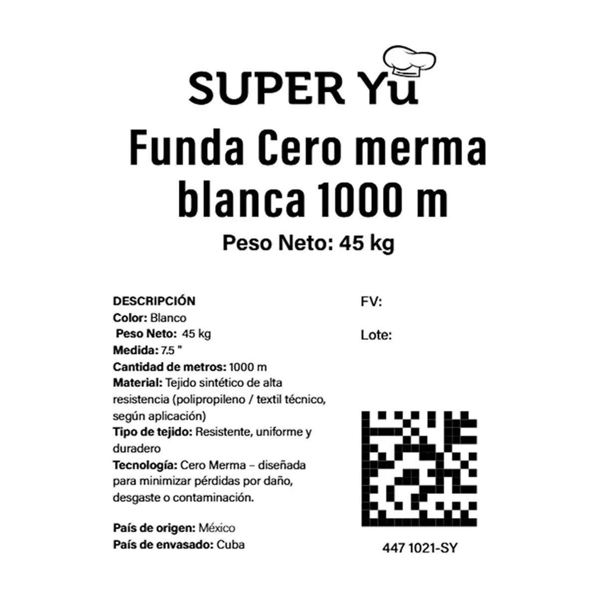 Funda blanca cero merma 7.5" calibre 120 mm Super Yu (1000 m) - Thumbnail 3