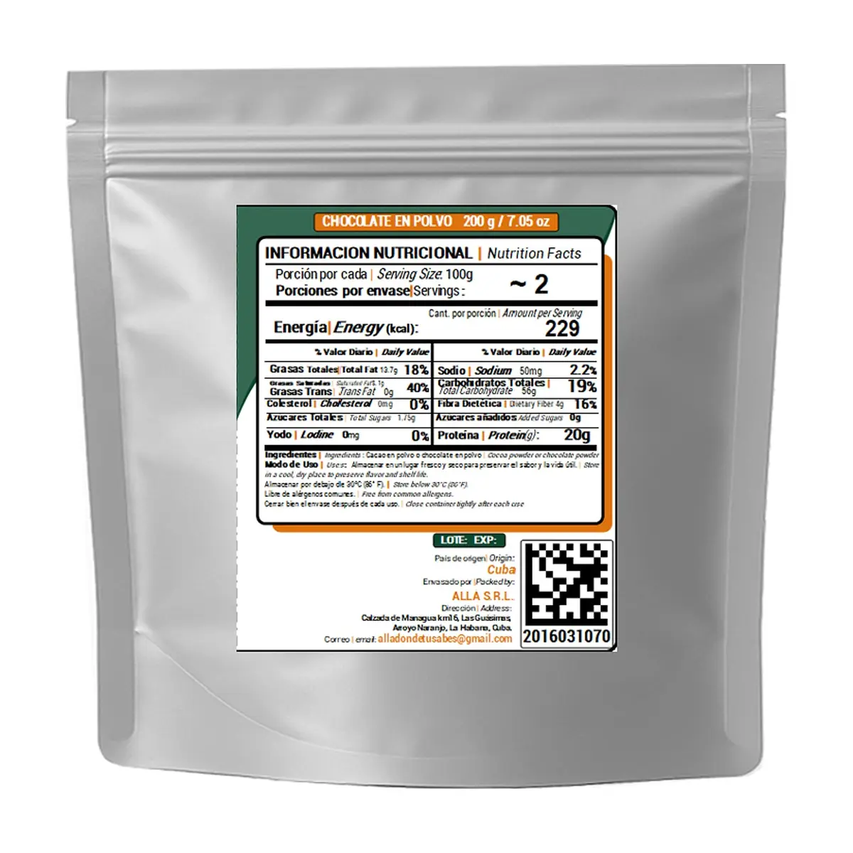 Chocolate en polvo ALLÁ (200 g / 7.05 oz) - Thumbnail 2