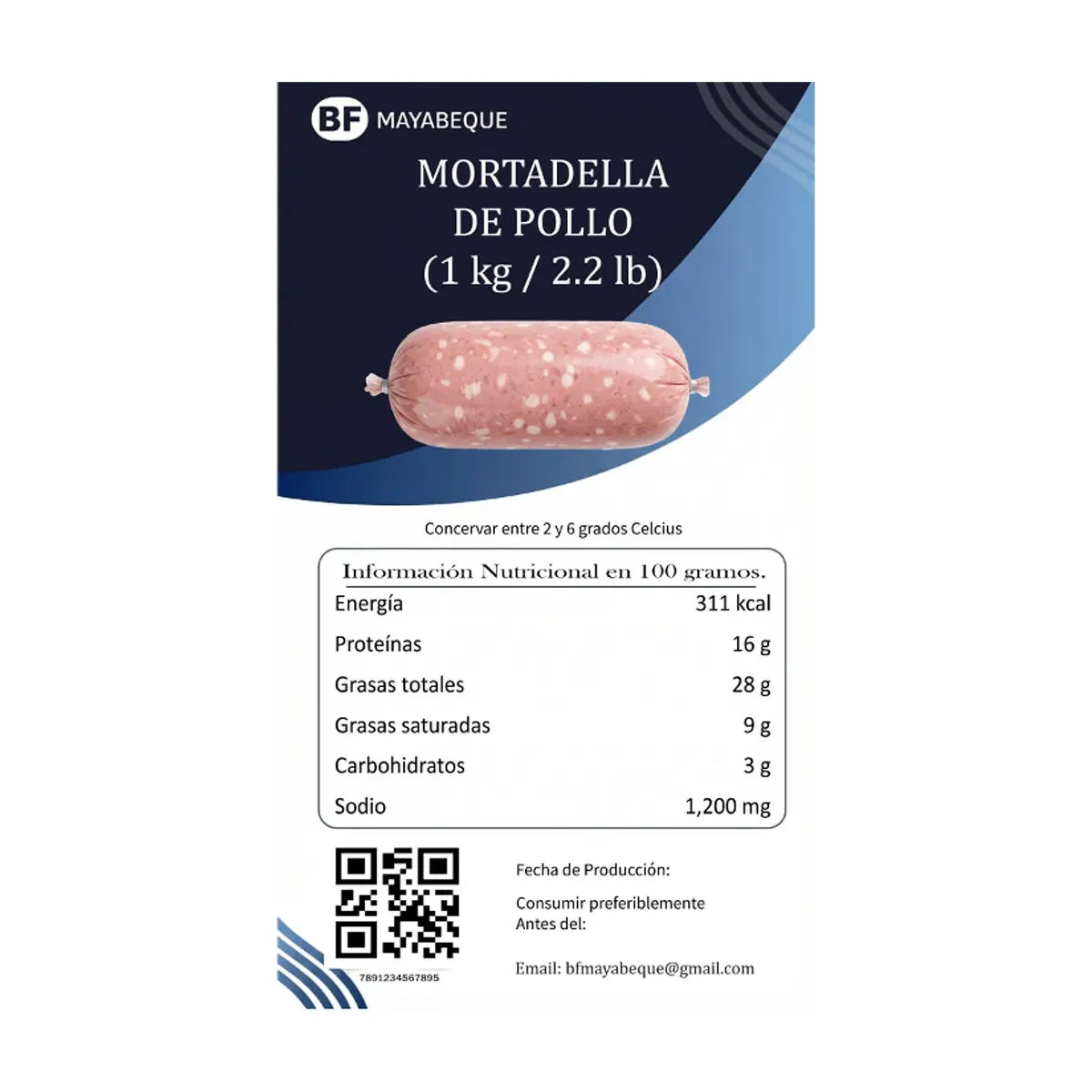 Mortadella de pollo BF Mayabeque (1 kg / 2.2 lb) - Thumbnail 3