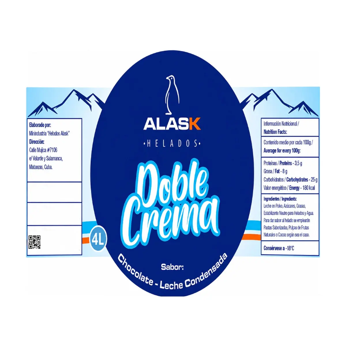 Helado doble crema sabor chocolate y leche condensada Alask (4 L) - Thumbnail 2