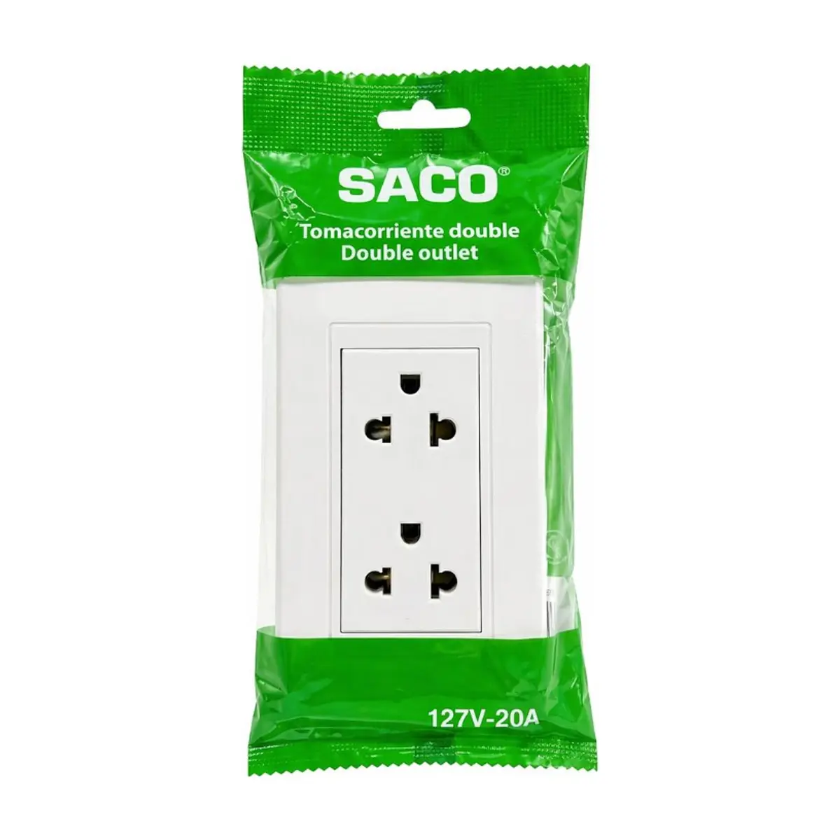 Tomacorriente doble de 3 puntos de conexión Saco 04-FR-34044 (1 U)