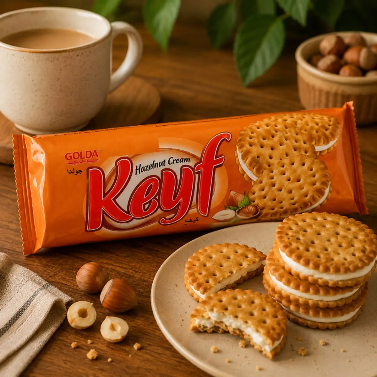 Galleta sándwich de crema de avellana Keyf Golda (140 g / 4.94 oz) - Thumbnail 4