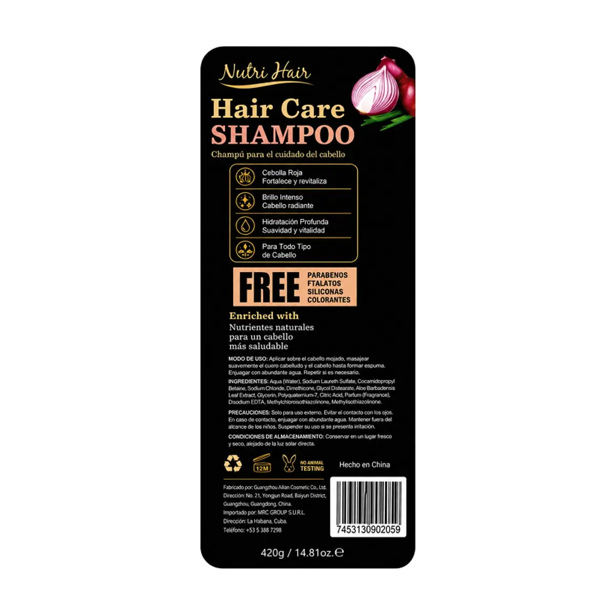 Champú Fortalecedor con Cebolla Roja Nutri Hair (420 g / 14.81 oz) - Thumbnail 3