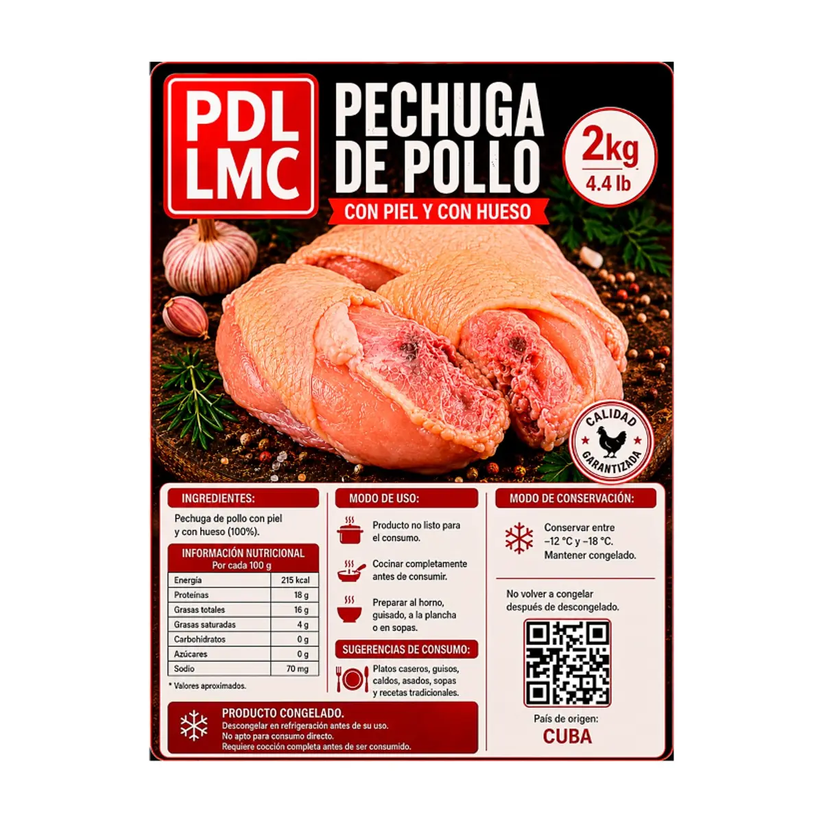 Pechuga de pollo con piel y con hueso PDL LMC (2 kg / 4.4 lb) - Thumbnail 3