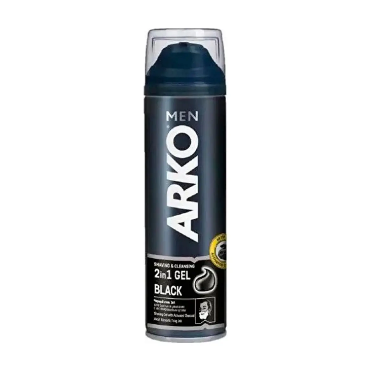 Gel negro 2 en 1 para afeitar y limpiar Arko (200 ml)