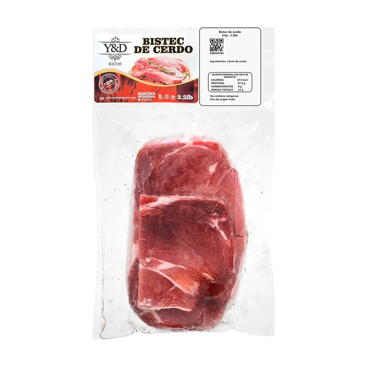 Bistec de cerdo Y&D Ricos (1 kg / 2.2 lb)