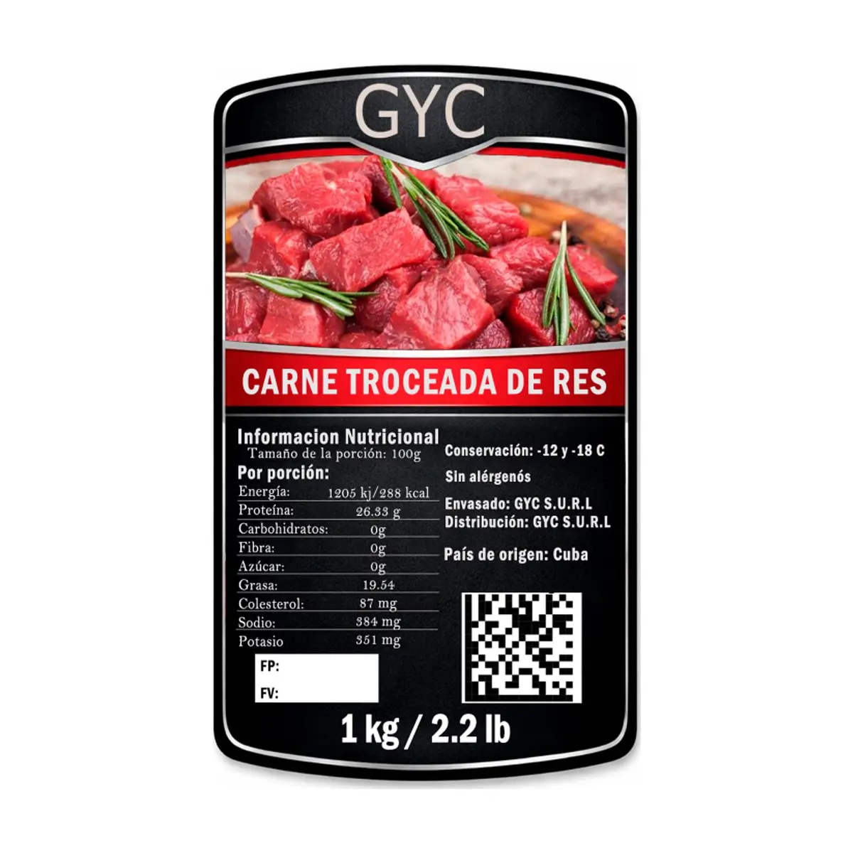 Carne troceada de res GYC (1 kg / 2.2 lb) - Miniatura 2