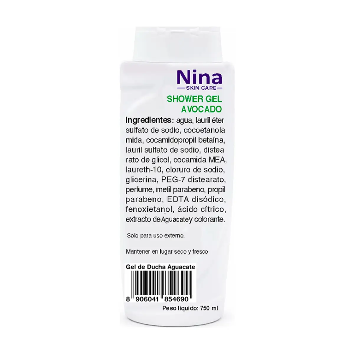 Gel para ducha aroma aguacate Nina (750 ml) - Miniatura 2