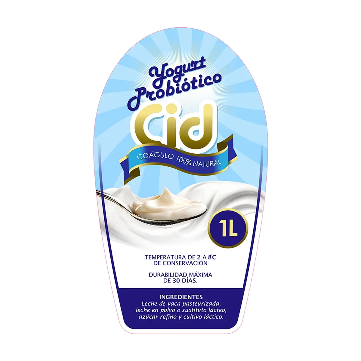 Yogurt probiótico de coágulo 100 % natural Cid (1 L) - Miniatura 2