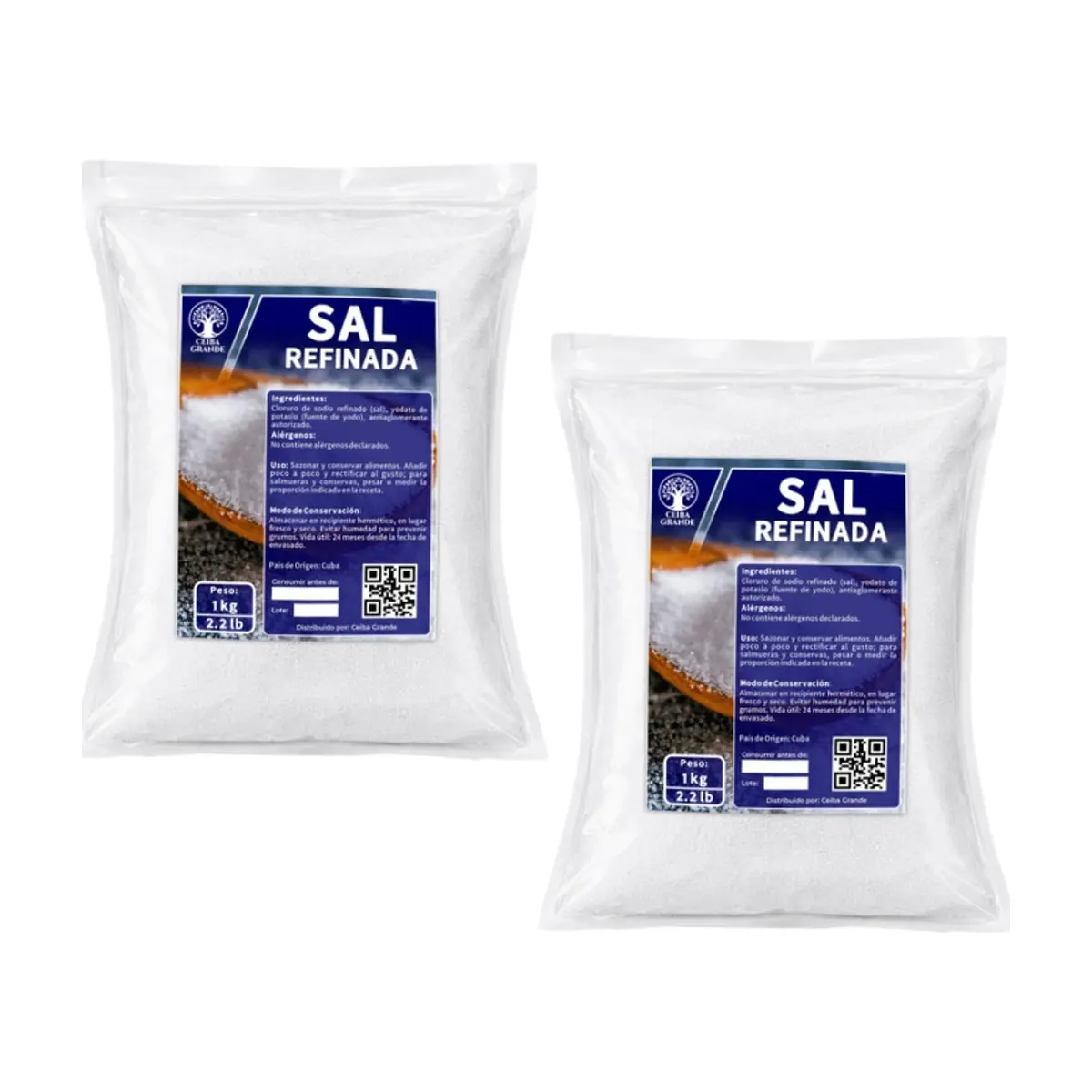 Sal refinada Ceiba Grande (2 x 1 kg / 2.2 lb) - Miniatura 1